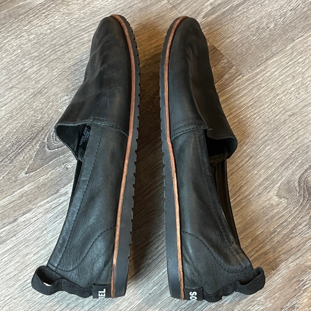 Sorel Ella Slip On Flats Casual Comfort Black Leather Womens 9.5 UK 7.5 EU 40.5 - Picture 2 of 7